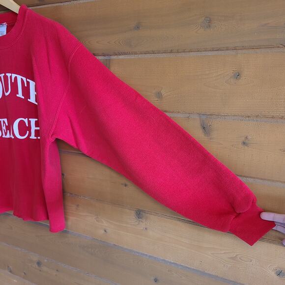 Vintage Walt Disney World South Beach Cropped Sweatshirt Red Medium Retro SoCal - Picture 8 of 8